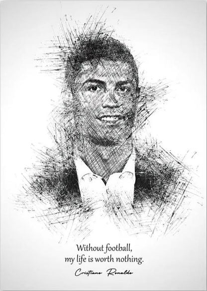 Black White Best FIFA Player Cristiano Ronaldo Nordic Posters and Prints Wall Art Canvas Painting Home Decoration Pictures Club